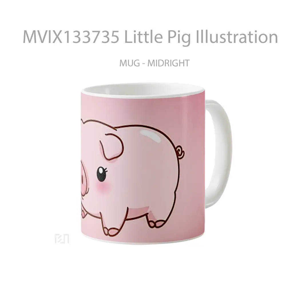 Mug Little Pig Illustration Gelas Hewan Lucu - All-side / Desain
