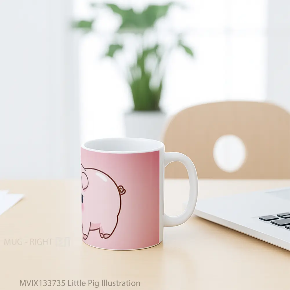 Mug Little Pig Illustration Gelas Hewan Lucu - All-side / Desain