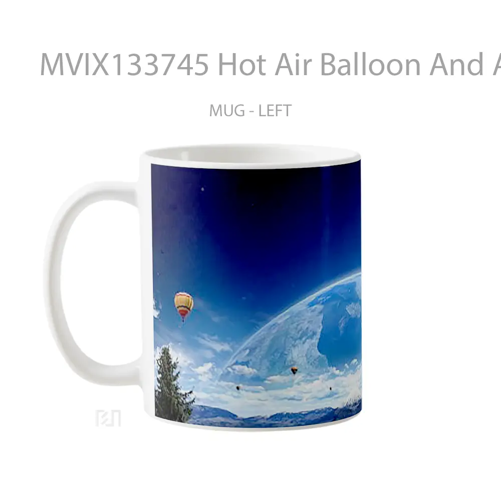 Mug Hot Air Balloon And A Planet Gelas Astronomi - All-side / Desain