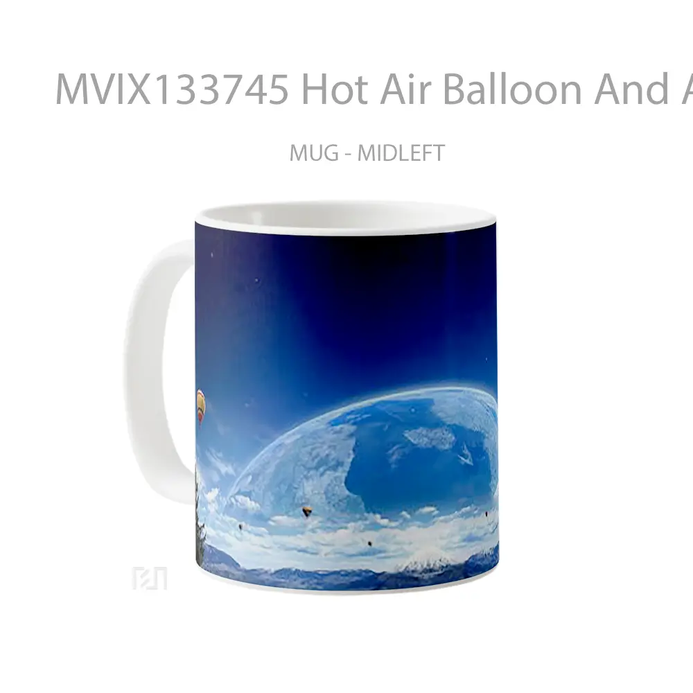 Mug Hot Air Balloon And A Planet Gelas Astronomi - All-side / Desain