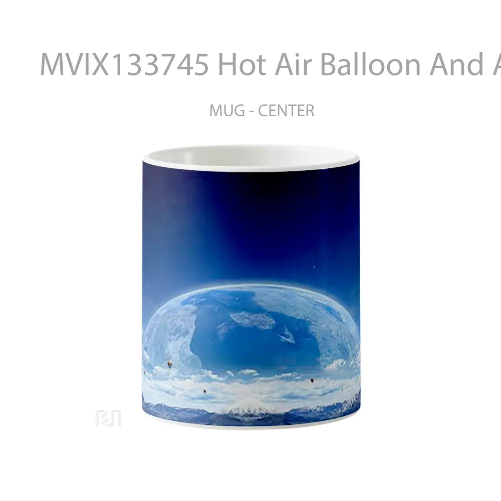 Mug Hot Air Balloon And A Planet Gelas Astronomi