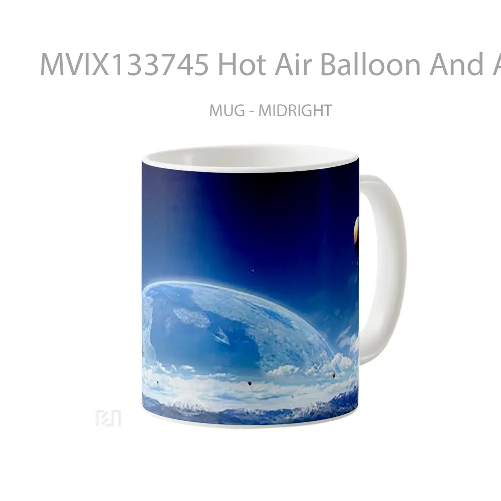 Mug Hot Air Balloon And A Planet Gelas Astronomi - All-side / Desain