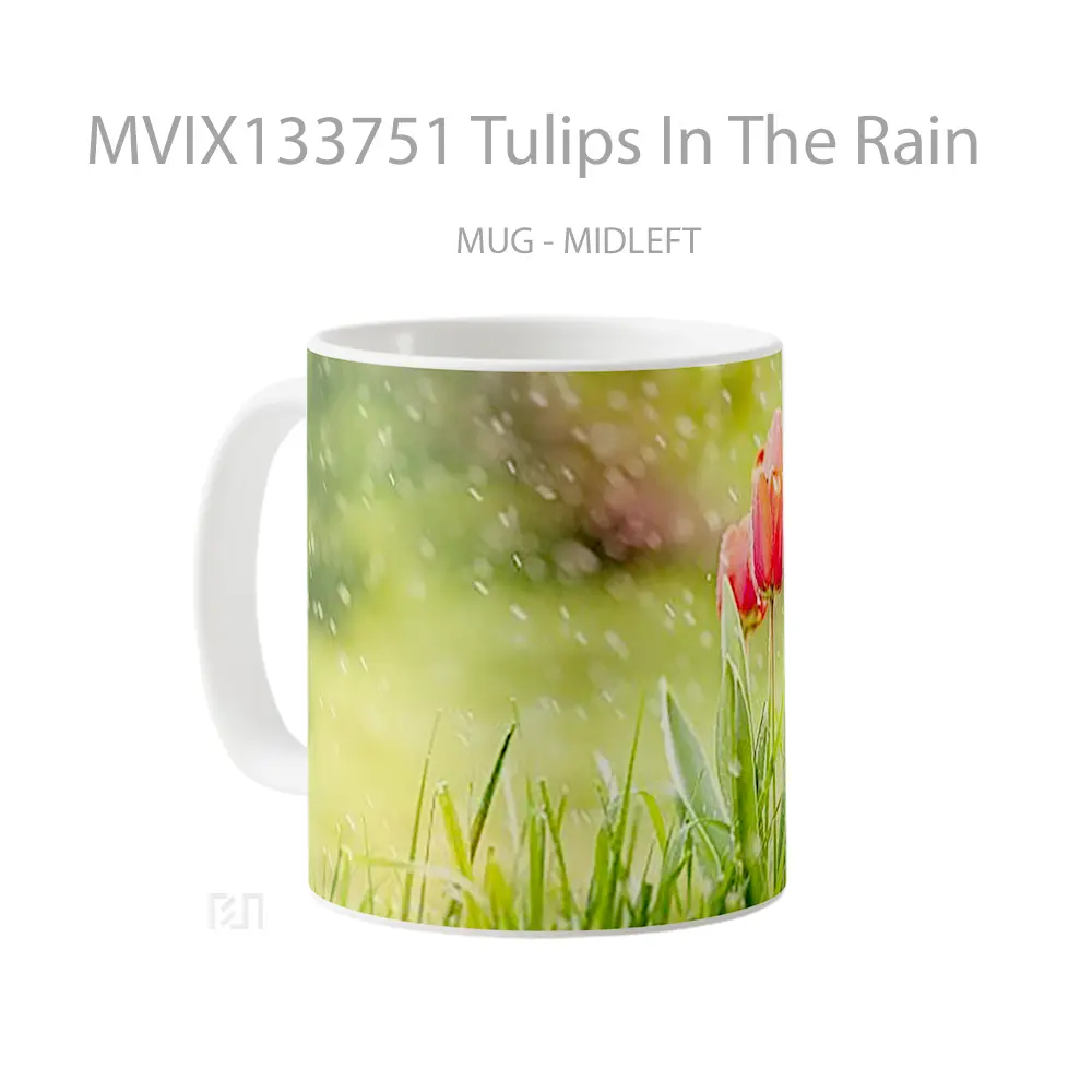 Mug Tulips In The Rain Gelas Pemandangan Alam - All-side / Desain