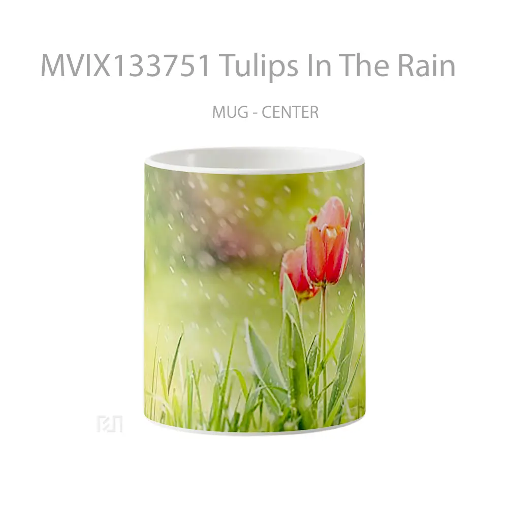 Mug Tulips In The Rain Gelas Pemandangan Alam