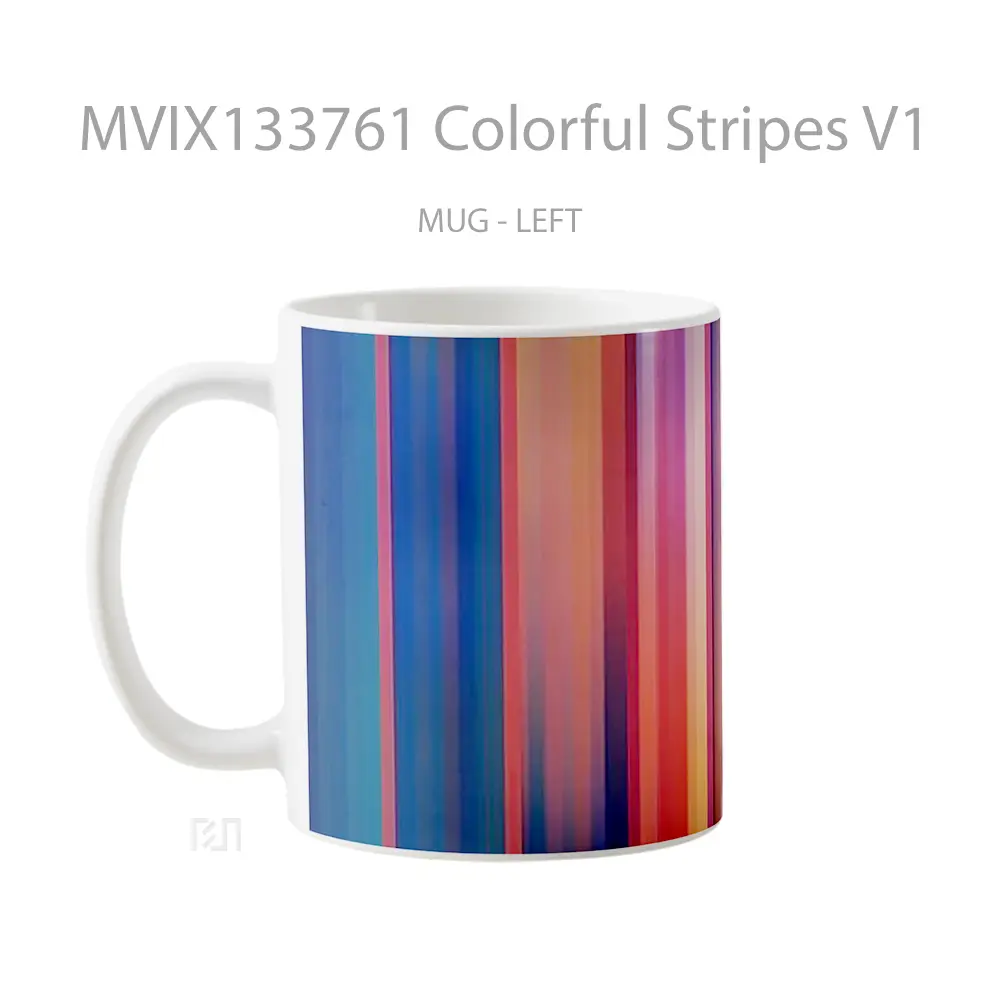 Mug Colorful Stripes V1 Gelas Keramik Unik - All-side / Desain