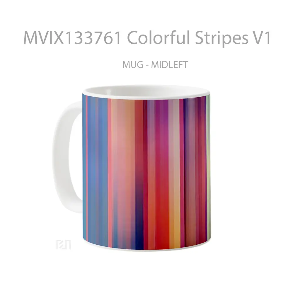 Mug Colorful Stripes V1 Gelas Keramik Unik - All-side / Desain