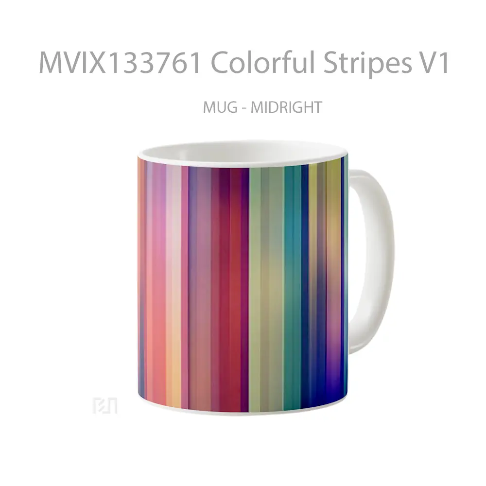 Mug Colorful Stripes V1 Gelas Keramik Unik - All-side / Desain