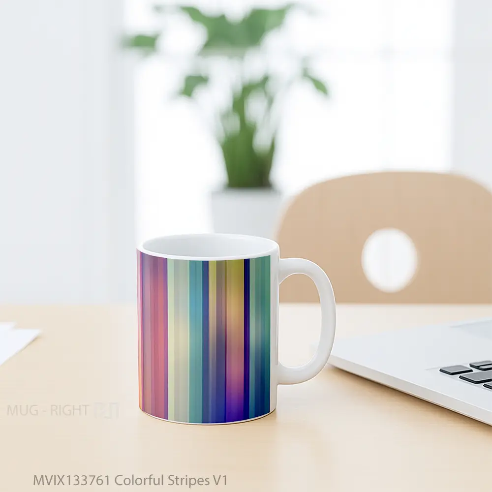 Mug Colorful Stripes V1 Gelas Keramik Unik - All-side / Desain