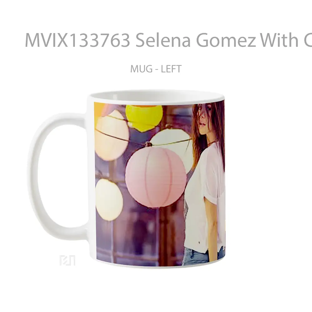 Mug Selena Gomez With Colorful Lights Gelas Selebriti - All-side / Desain