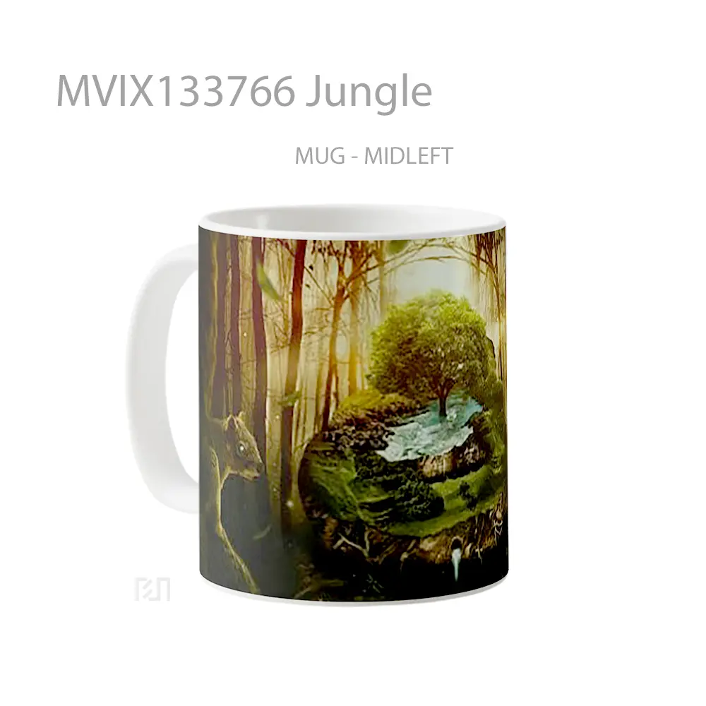 Mug Jungle Gelas Keramik Unik - All-side / Desain
