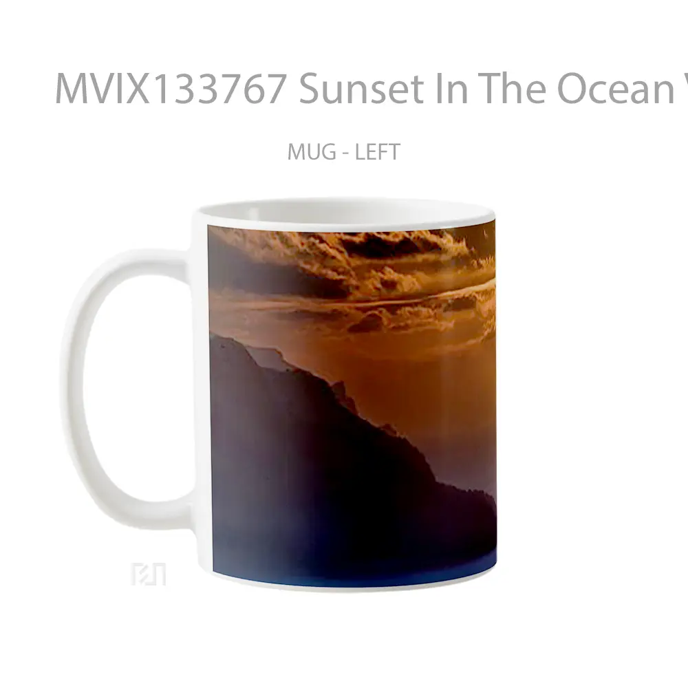 Mug Sunset In The Ocean V2 Gelas Pemandangan Alam - All-side / Desain