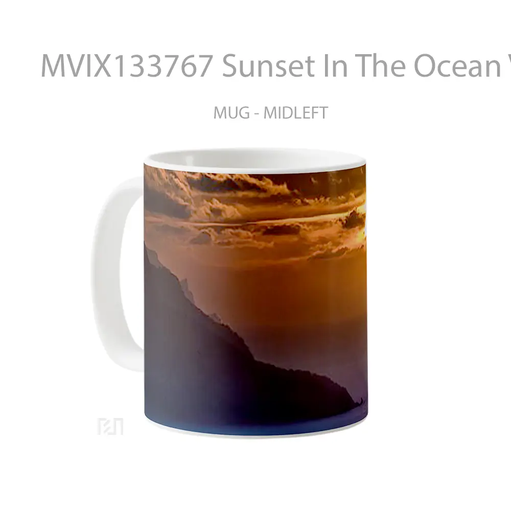 Mug Sunset In The Ocean V2 Gelas Pemandangan Alam - All-side / Desain