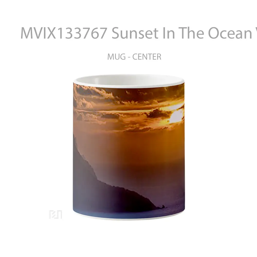 Mug Sunset In The Ocean V2 Gelas Pemandangan Alam