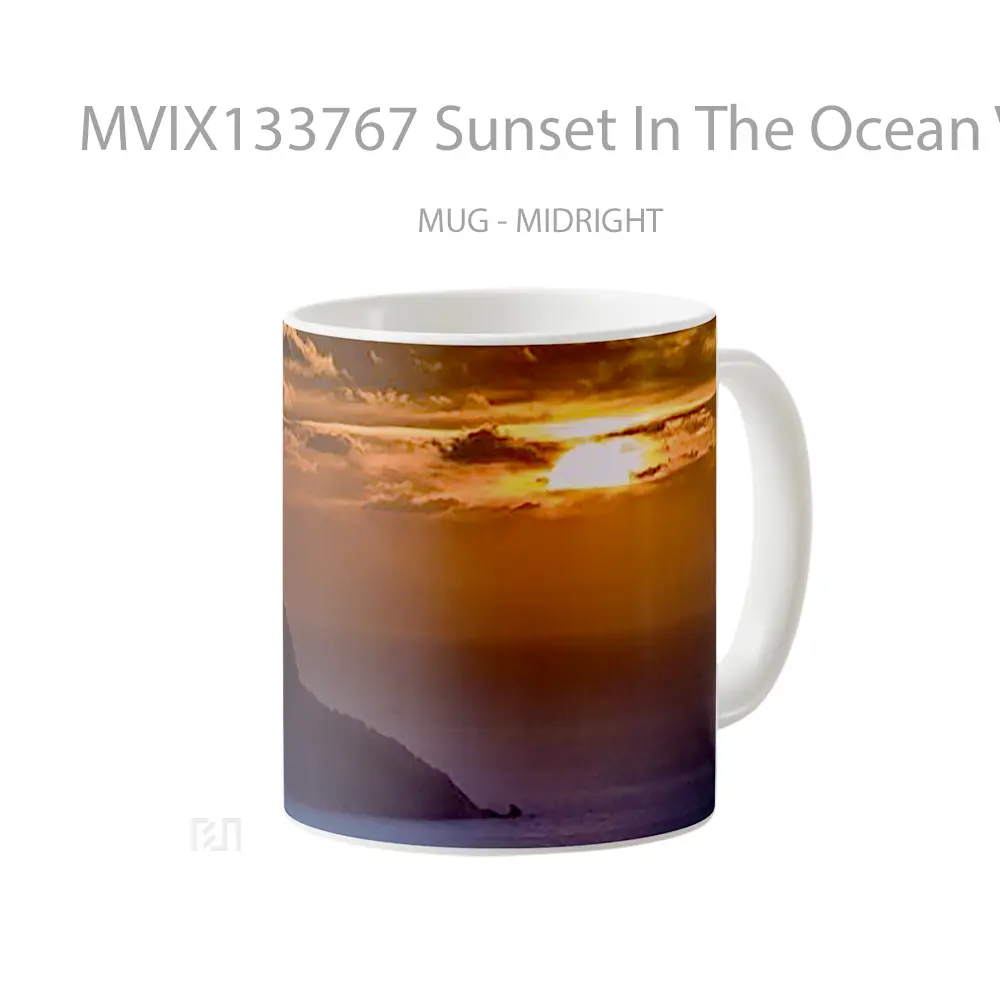 Mug Sunset In The Ocean V2 Gelas Pemandangan Alam - All-side / Desain