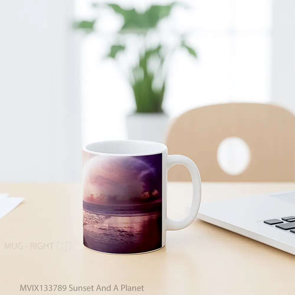 Mug Sunset And A Planet Gelas Pemandangan Alam - All-side / Desain