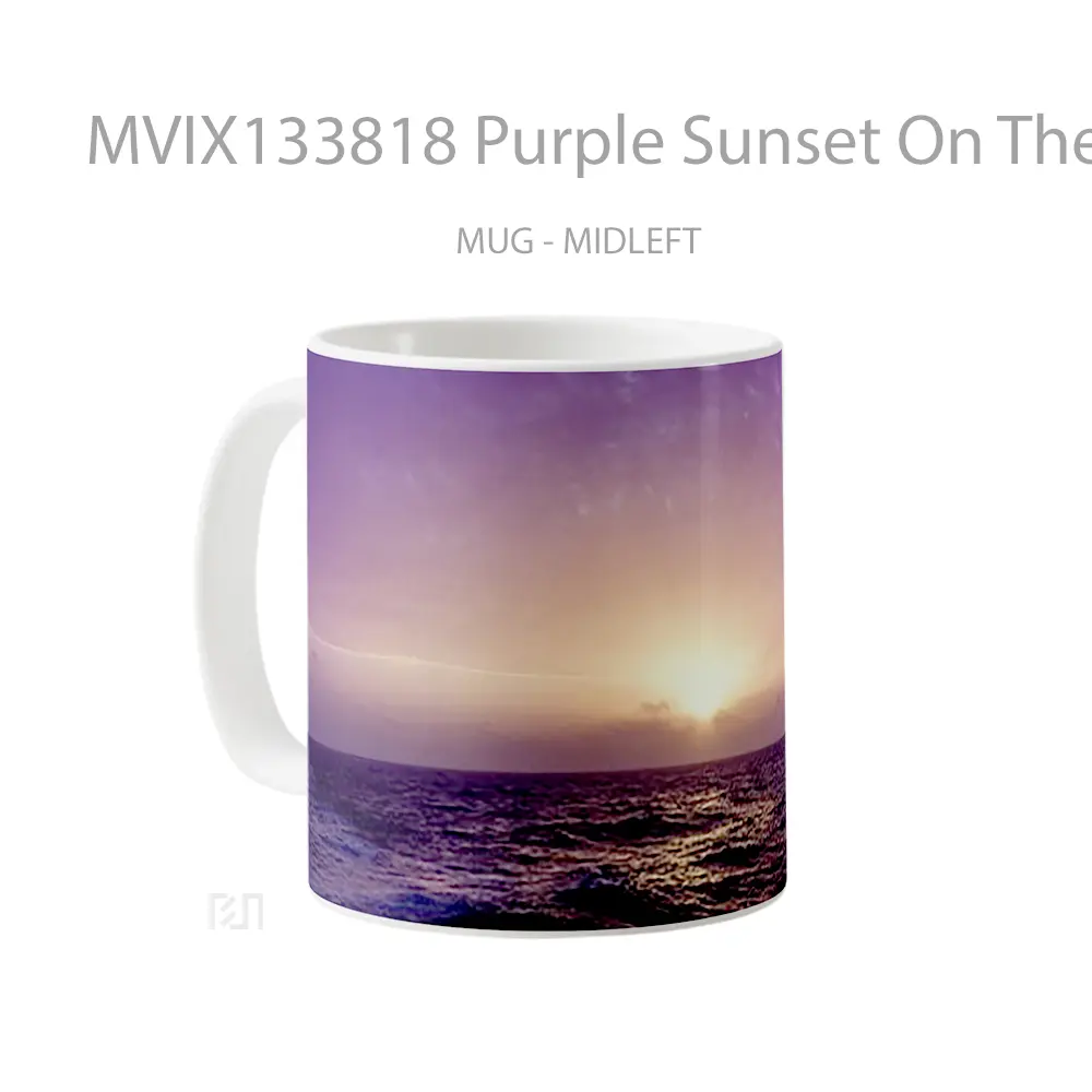 Mug Purple Sunset On The Beach Gelas Pemandangan Alam - All-side / Desain
