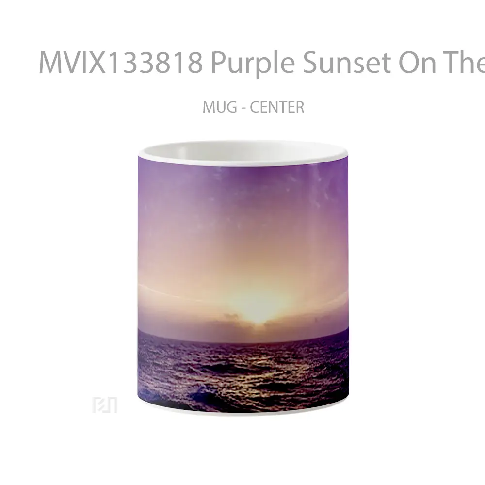 Mug Purple Sunset On The Beach Gelas Pemandangan Alam