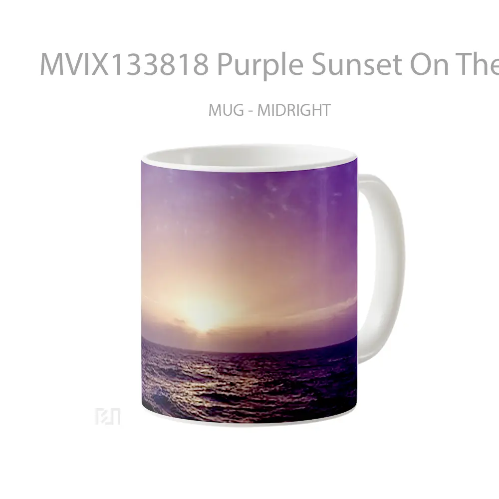 Mug Purple Sunset On The Beach Gelas Pemandangan Alam - All-side / Desain