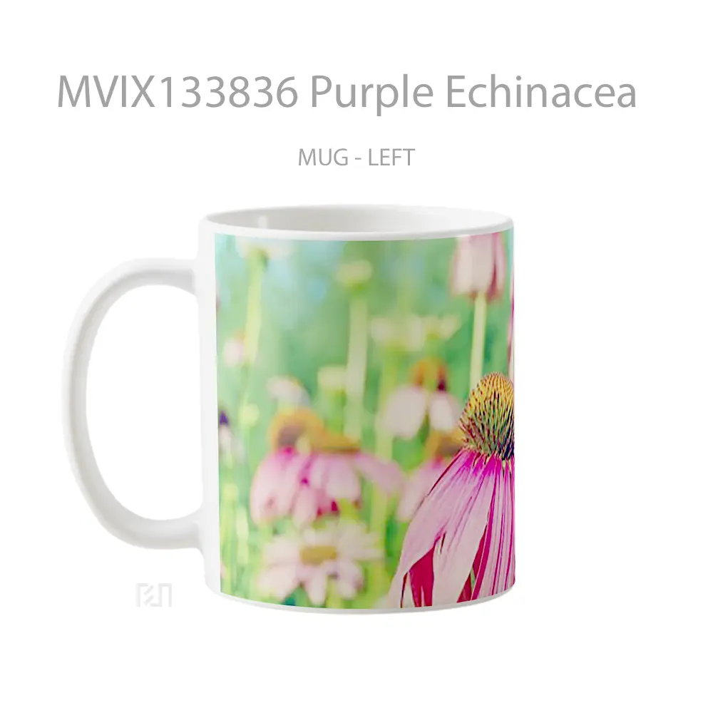 Mug Purple Echinacea Gelas Keramik Unik - All-side / Desain