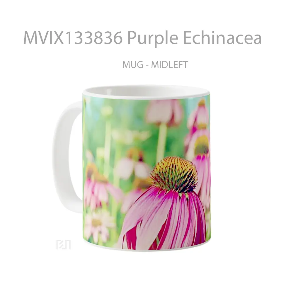 Mug Purple Echinacea Gelas Keramik Unik - All-side / Desain
