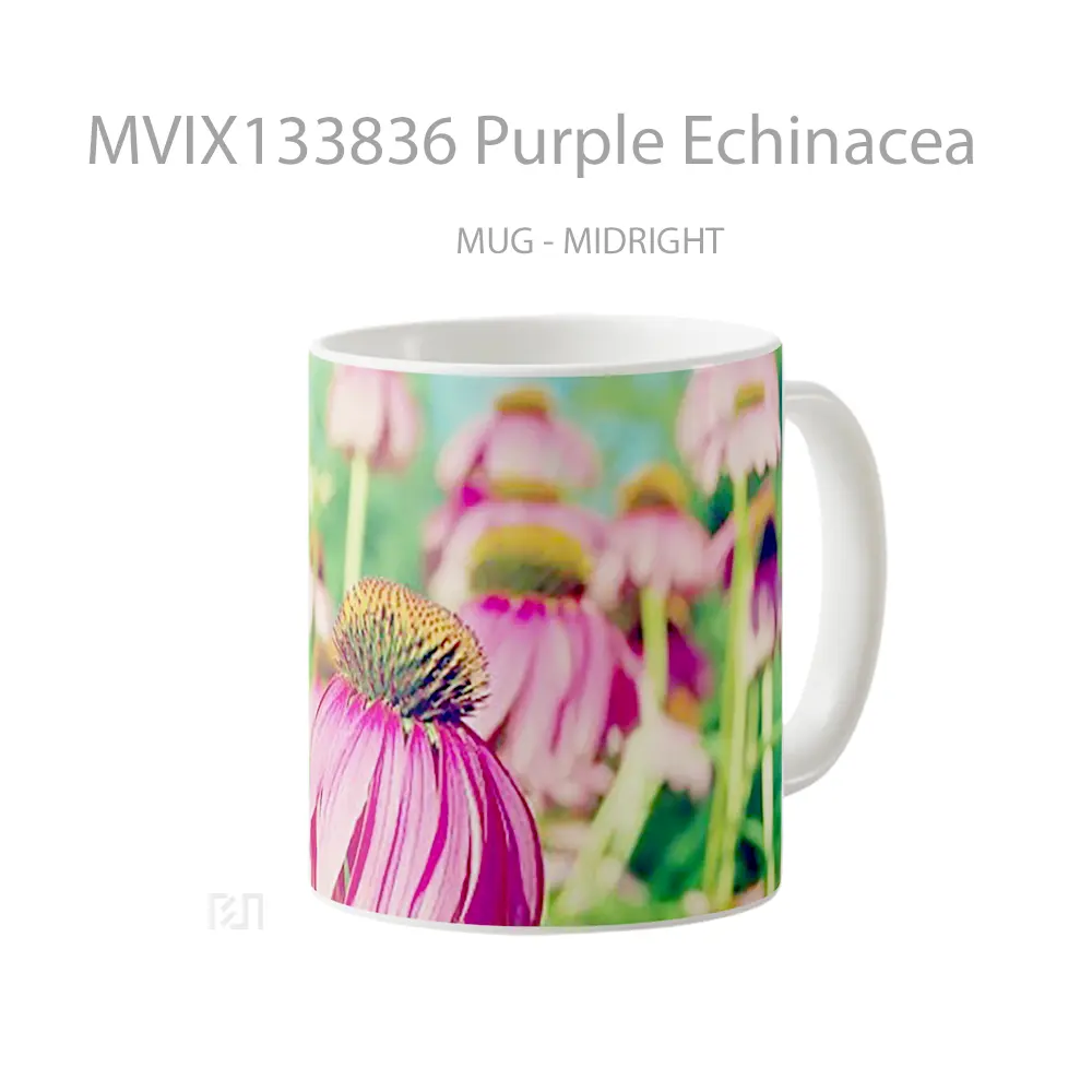 Mug Purple Echinacea Gelas Keramik Unik - All-side / Desain