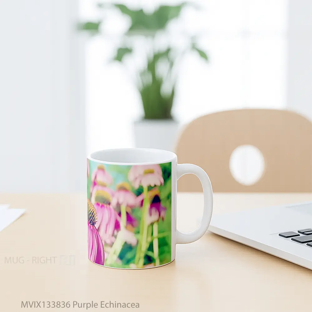 Mug Purple Echinacea Gelas Keramik Unik - All-side / Desain