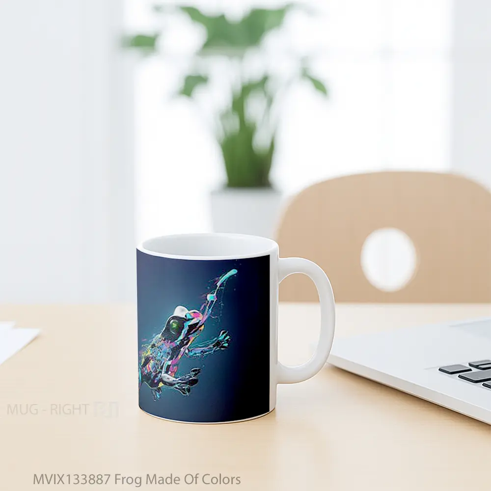 Mug Frog Made Of Colors Gelas Keramik Unik - All-side / Desain