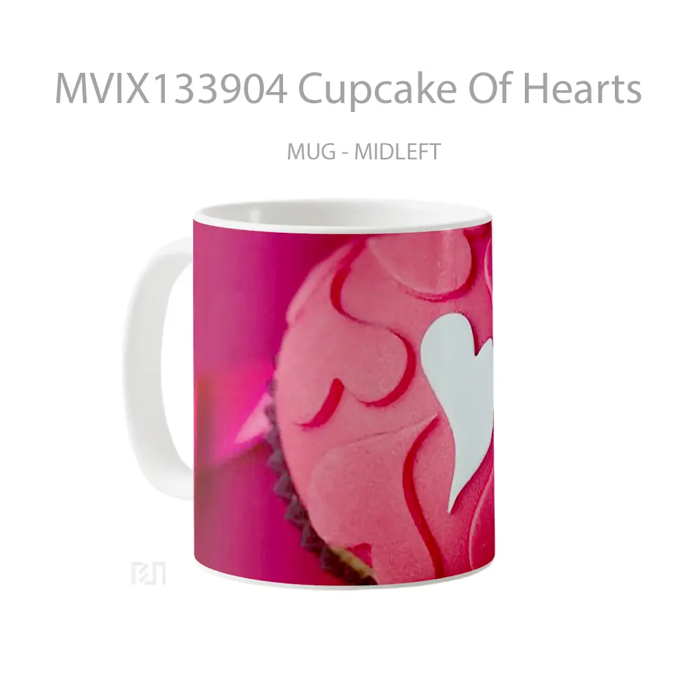 Mug Cupcake Of Hearts Gelas Keramik Unik - All-side / Desain