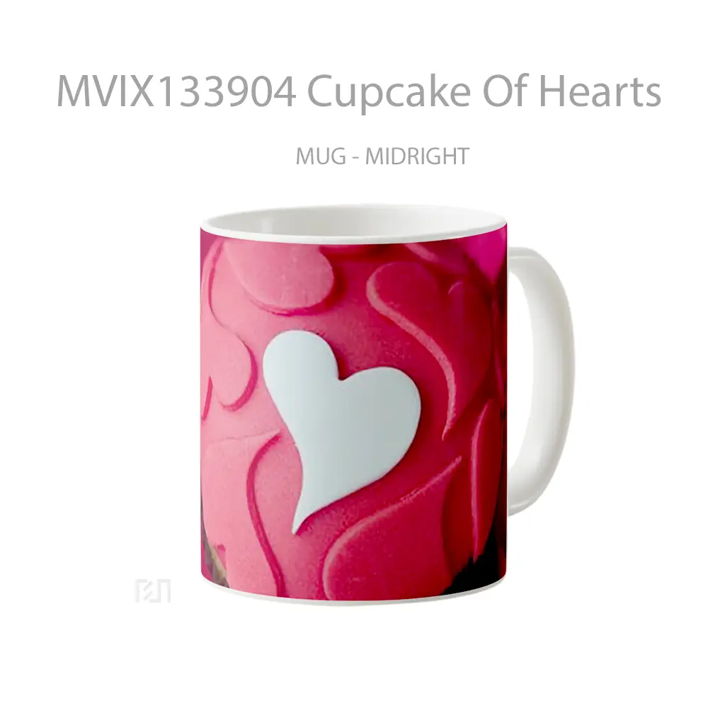 Mug Cupcake Of Hearts Gelas Keramik Unik - All-side / Desain