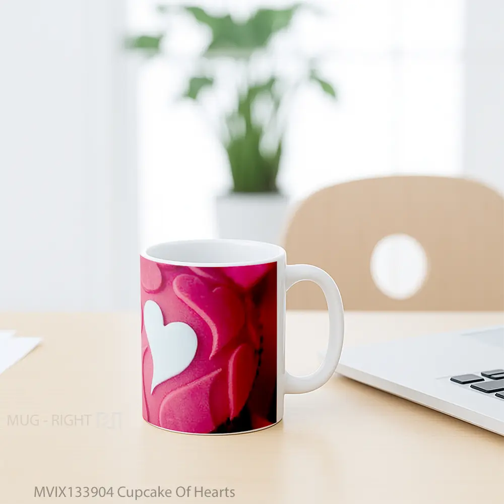 Mug Cupcake Of Hearts Gelas Keramik Unik - All-side / Desain