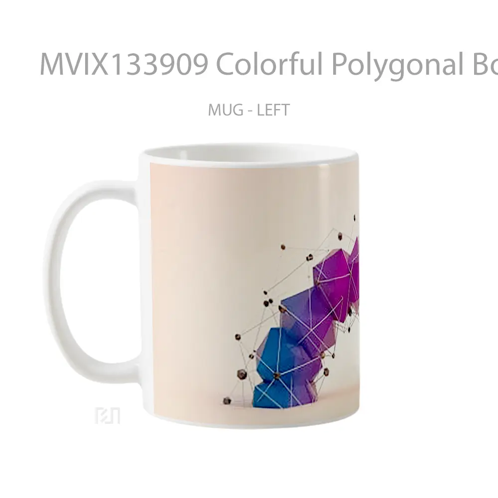 Mug Colorful Polygonal Bow Gelas Keramik Unik - All-side / Desain
