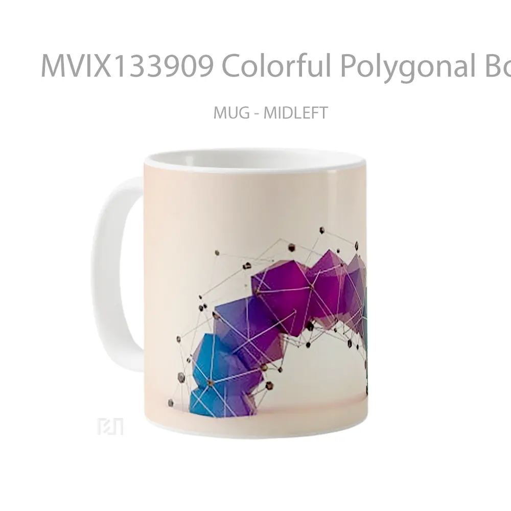 Mug Colorful Polygonal Bow Gelas Keramik Unik - All-side / Desain