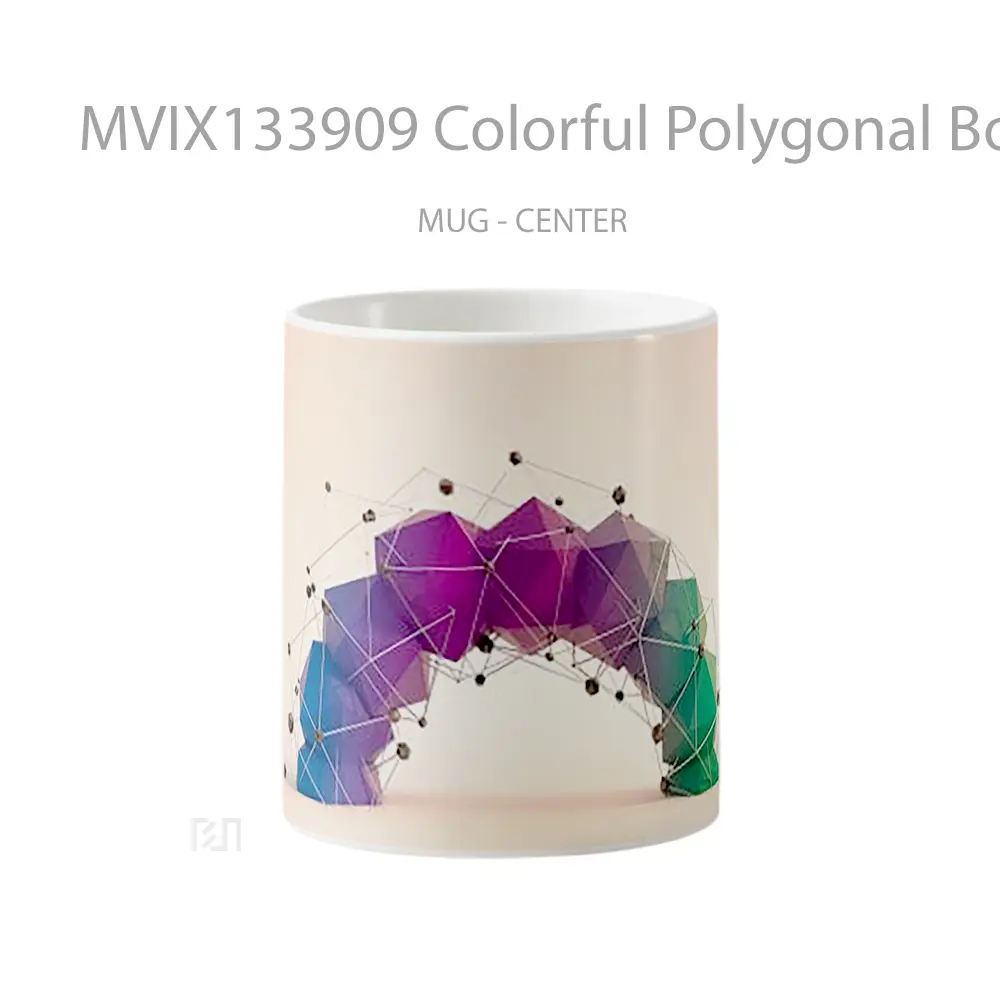 Mug Colorful Polygonal Bow Gelas Keramik Unik