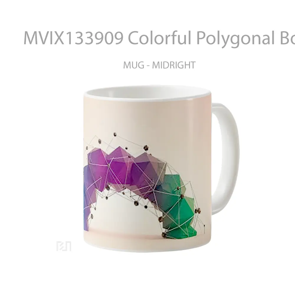 Mug Colorful Polygonal Bow Gelas Keramik Unik - All-side / Desain