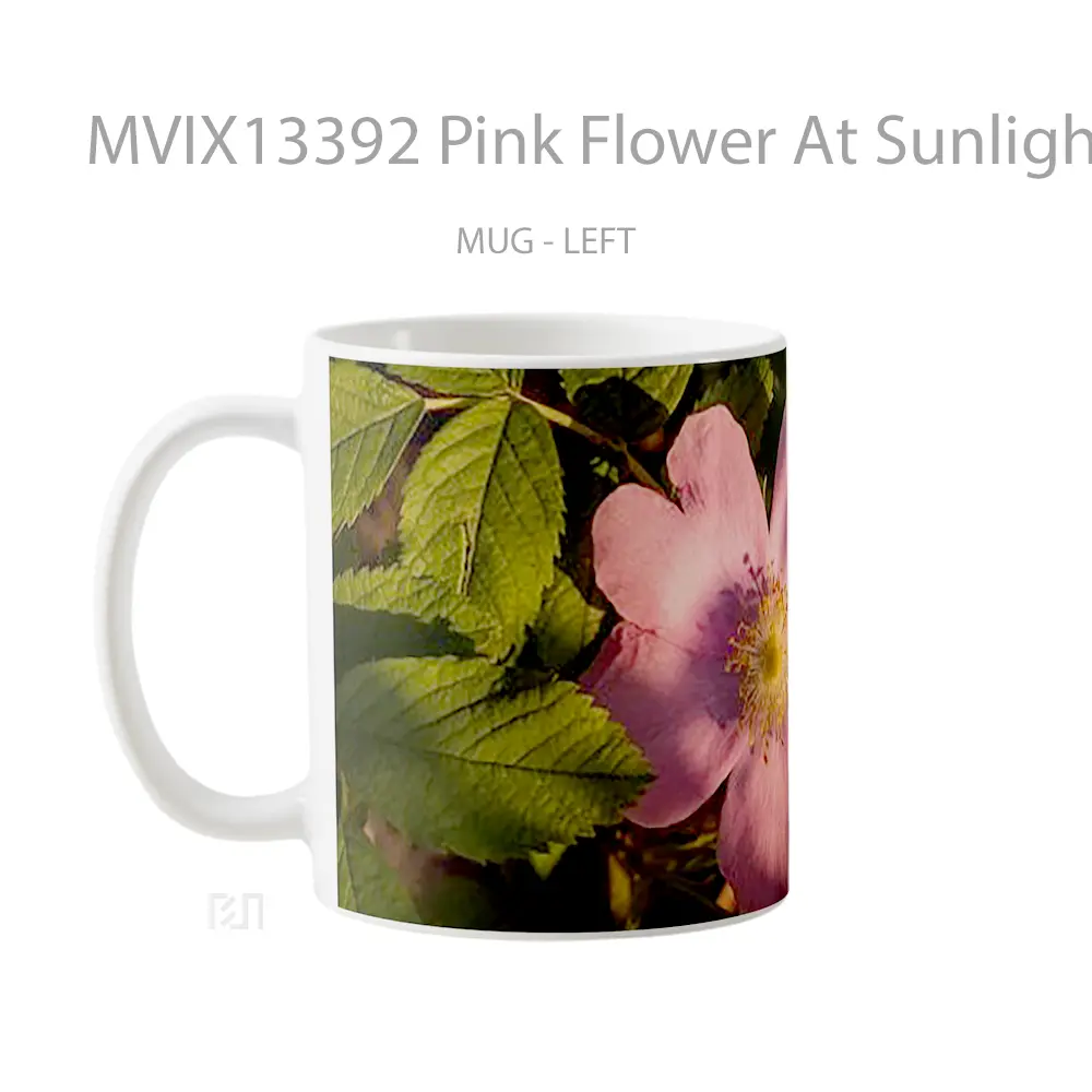 Mug Pink Flower At Sunlight Gelas Pemandangan Alam - All-side / Desain