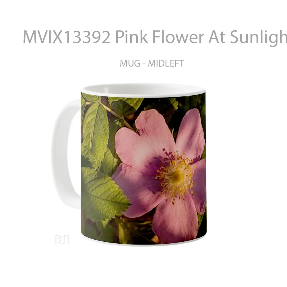 Mug Pink Flower At Sunlight Gelas Pemandangan Alam - All-side / Desain