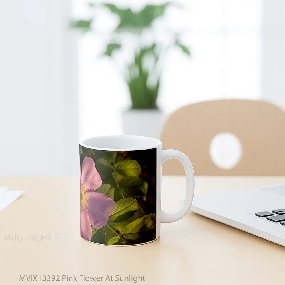 Mug Pink Flower At Sunlight Gelas Pemandangan Alam - All-side / Desain
