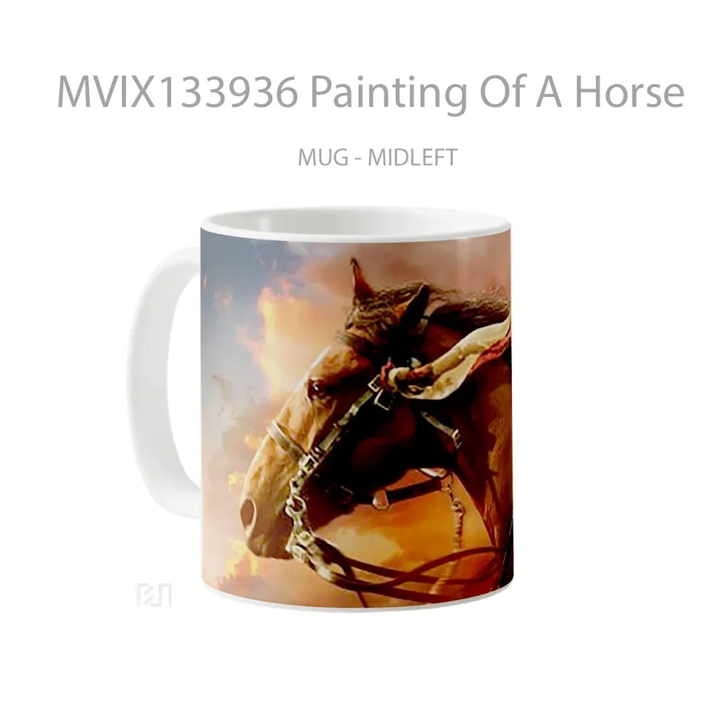 Mug Painting Of A Horse Gelas Hewan Lucu - All-side / Desain