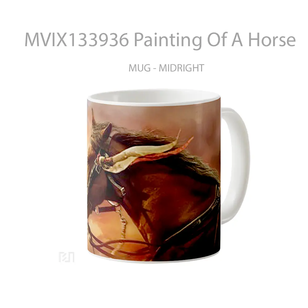 Mug Painting Of A Horse Gelas Hewan Lucu - All-side / Desain