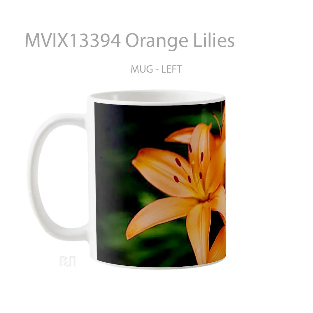 Mug Orange Lilies Gelas Keramik Unik - All-side / Desain