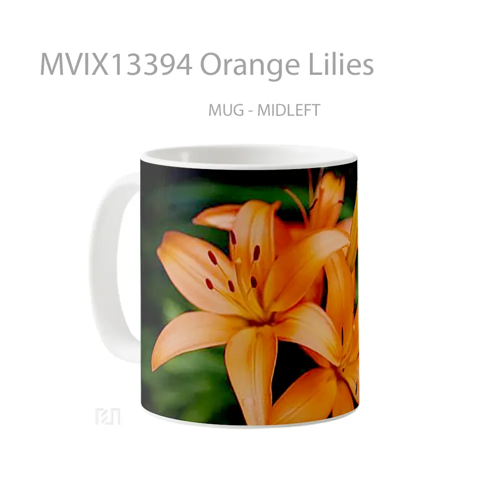Mug Orange Lilies Gelas Keramik Unik - All-side / Desain
