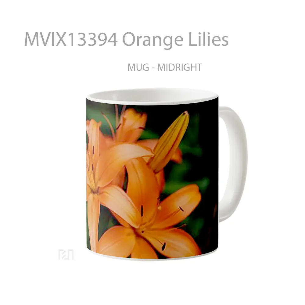 Mug Orange Lilies Gelas Keramik Unik - All-side / Desain