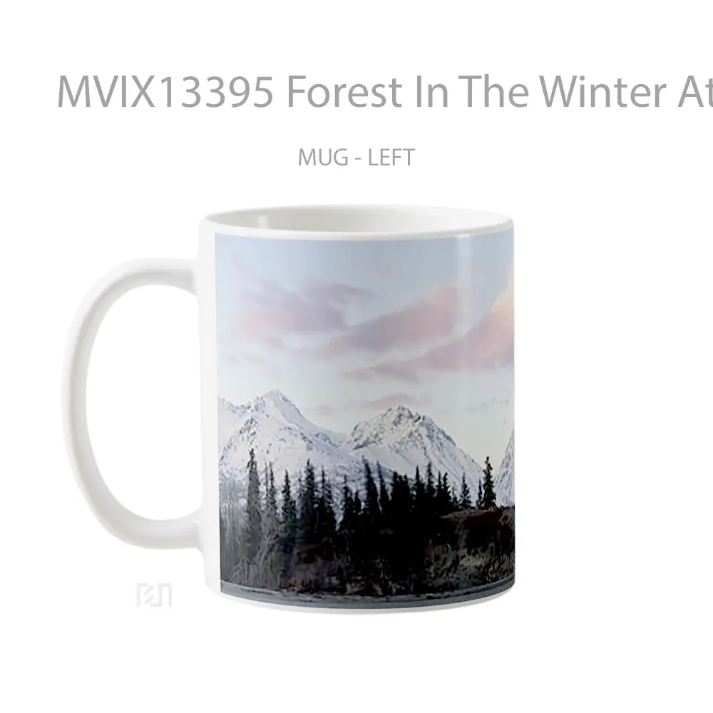 Mug Forest In The Winter At Sunset V1 Gelas Pemandangan Alam - All-side / Desain