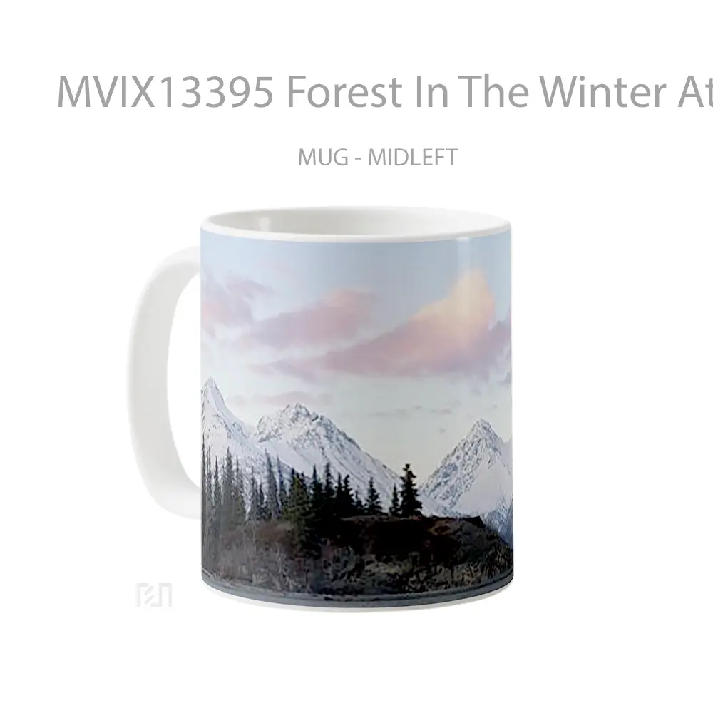 Mug Forest In The Winter At Sunset V1 Gelas Pemandangan Alam - All-side / Desain
