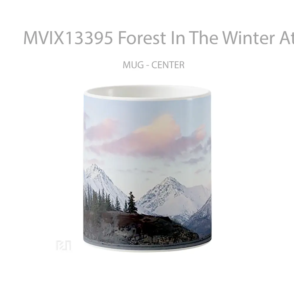 Mug Forest In The Winter At Sunset V1 Gelas Pemandangan Alam