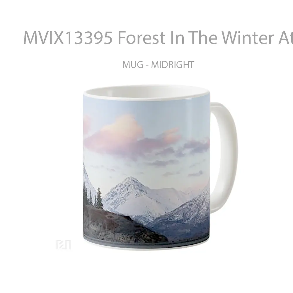Mug Forest In The Winter At Sunset V1 Gelas Pemandangan Alam - All-side / Desain