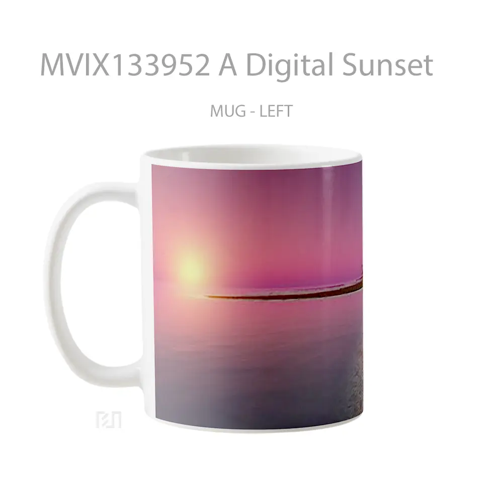Mug A Digital Sunset Gelas Pemandangan Alam - All-side / Desain