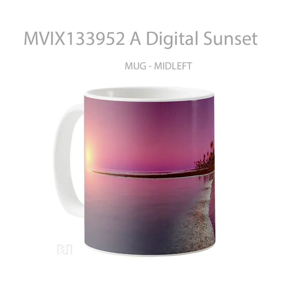 Mug A Digital Sunset Gelas Pemandangan Alam - All-side / Desain