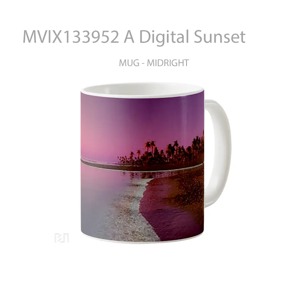 Mug A Digital Sunset Gelas Pemandangan Alam - All-side / Desain