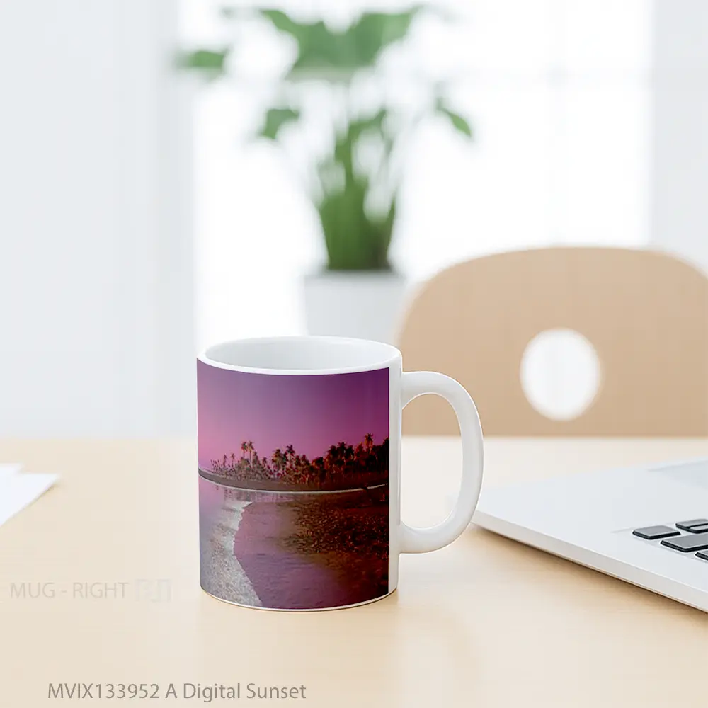 Mug A Digital Sunset Gelas Pemandangan Alam - All-side / Desain